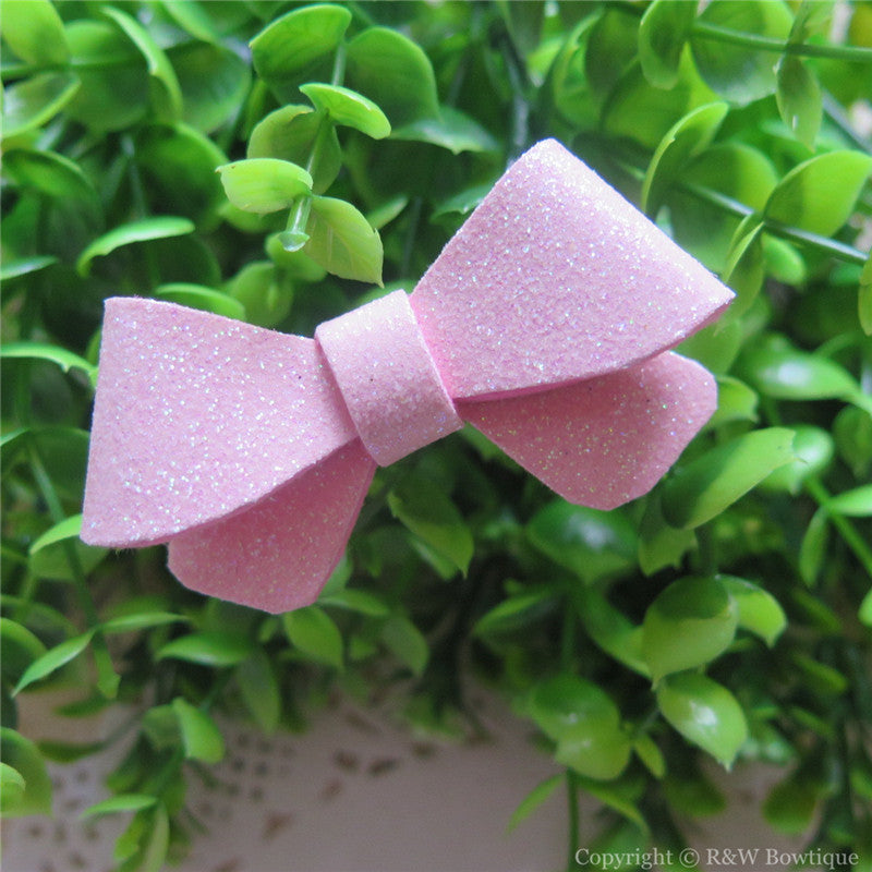 Ice Pink Glitter Felt Mini Hair Bow