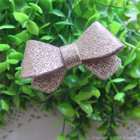 Champagne Glitter Felt Mini Hair Bow