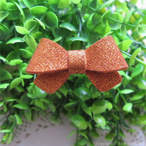 Bronze Glitter Felt Mini Hair Bow