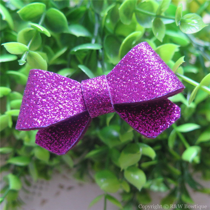 Fuchsia Glitter Felt Mini Hair Bow