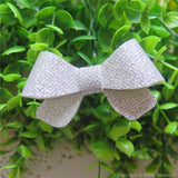 Silver Thin Glitter Felt Mini Hair Bow 