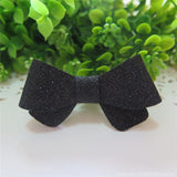 Black Thin Glitter Felt Mini Hair Bow