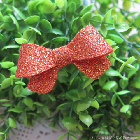 Bronze Thin Glitter Felt Mini Hair Bow