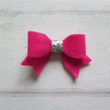 Felt Bow & Heart Clips Set of 3 - Navy and Shk Pink Mix