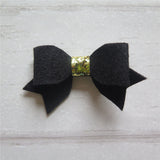 Felt Bow & Heart Clips Set of 3 - Teal and Black Mix