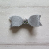 Felt Bow & Heart Clips Set of 3 - Silver and Pink Mix