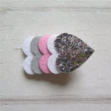Felt Bow & Heart Clips Set of 3 - Silver and Pink Mix