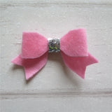Felt Bow & Heart Clips Set of 3 - Silver and Pink Mix