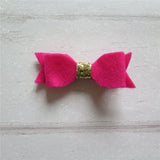 Felt Bow & Heart Clips Set of 3 - Gold & Shk Pink Mix
