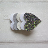 Felt Bow & Heart Clips Set of 3 - Silver and Ivory Mix