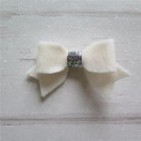 Felt Bow & Heart Clips Set of 3 - Silver and Ivory Mix