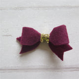 Felt Bow & Heart Clips Set of 3 - Gold and Burgundy Mix