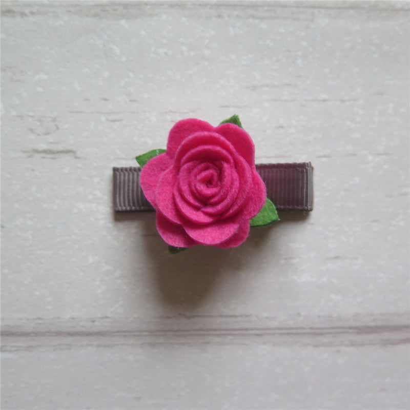 Felt Rose Clip Set - Pink Mix