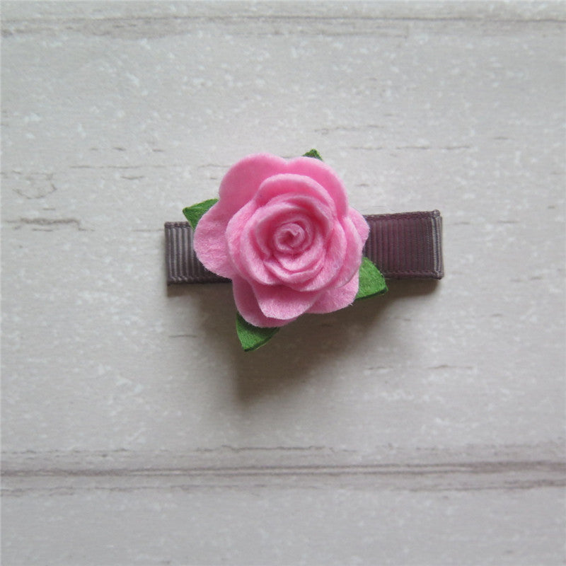 Felt Rose Clip Set - Pink Mix