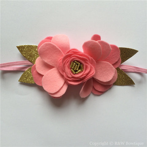 Pretty Pinks Felt Flower Crown Headband