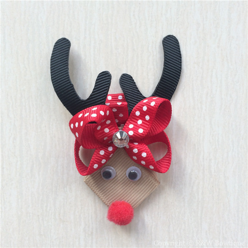 Reindeer Rudolph #E Sculptured Hair Clip