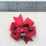 Reindeer Pinwheel Bow Sculptured Hair Clip