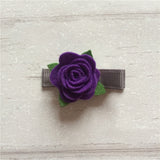 Felt Rose Clip Set of 3 - Purple Mix