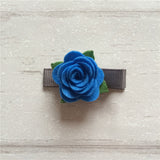 Felt Rose Clip Set of 3 - Blue Mix