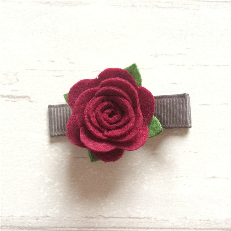 Felt Rose Clip Set of 3 - Red Mix