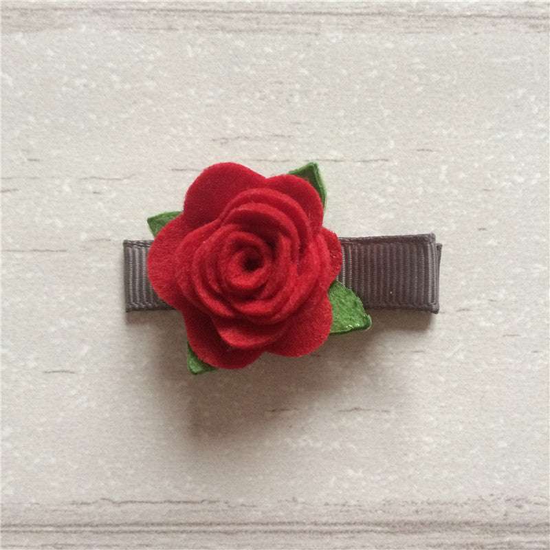 Felt Rose Clip Set of 3 - Red Mix