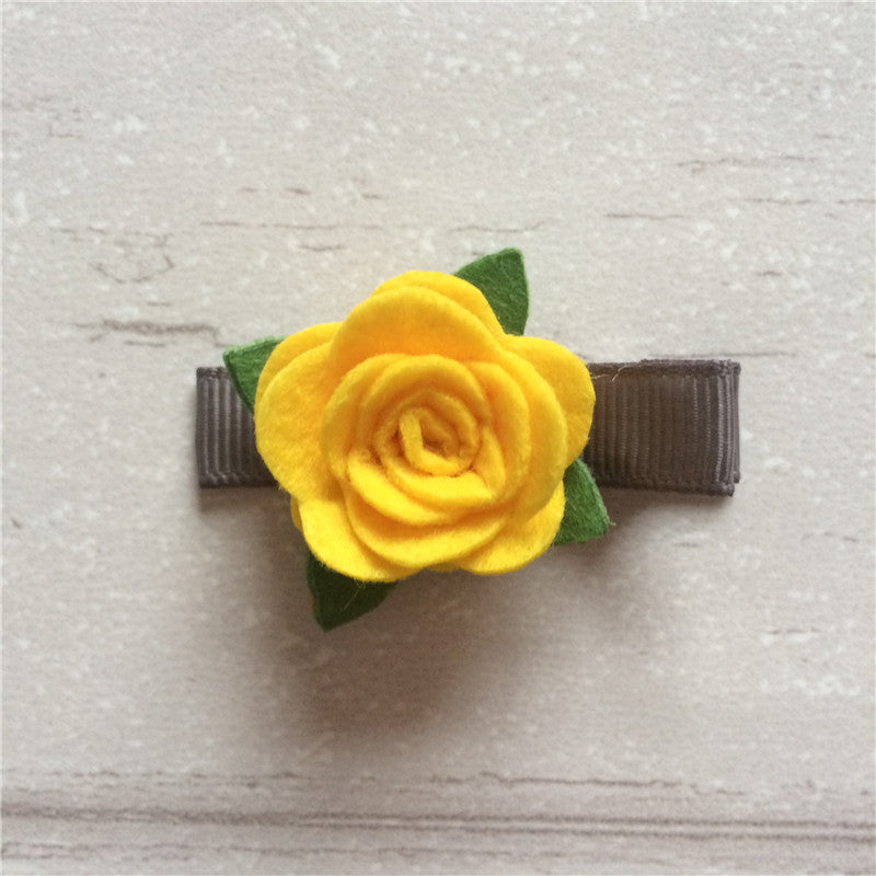 Felt Rose Clip Set of 3 - Yellow Mix