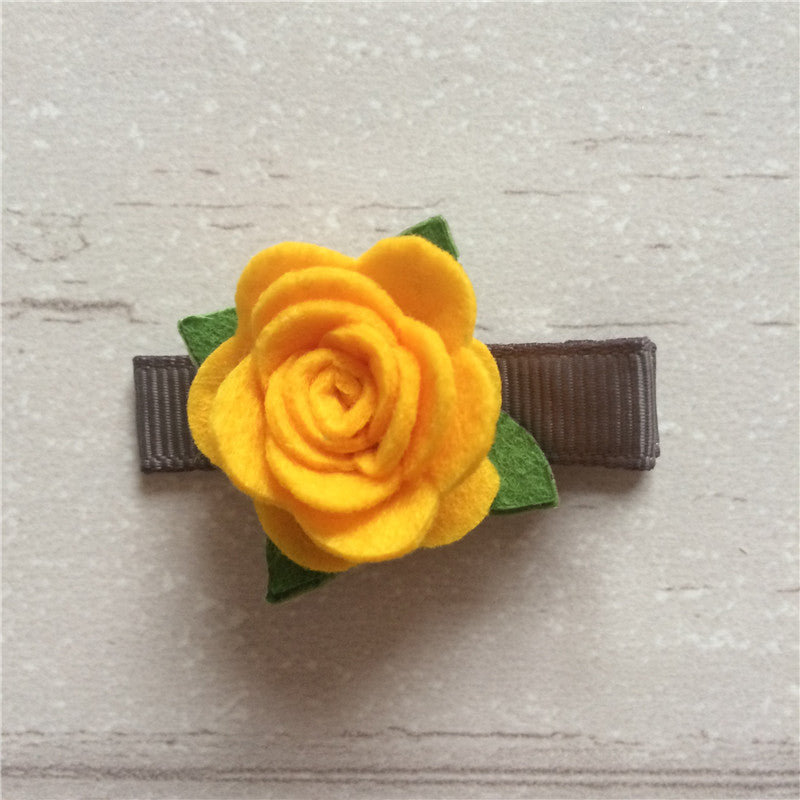 Felt Rose Clip Set of 3 - Yellow Mix