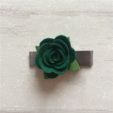 Felt Rose Clip Set of 3 - Green Mix