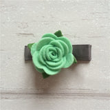 Felt Rose Clip Set of 3 - Green Mix