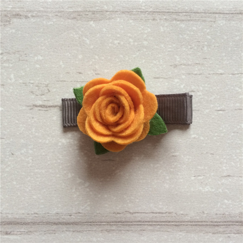 Felt Rose Clip Set of 3 - Orange Mix
