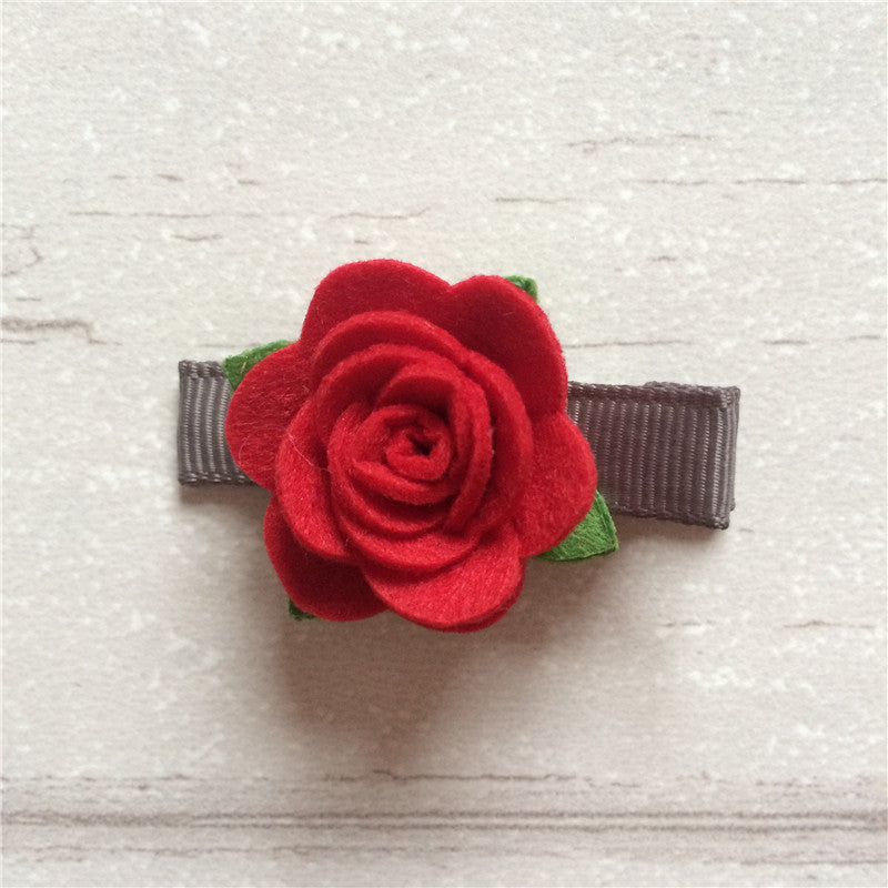 Felt Rose Clip Set of 3 - Patriotic Mix