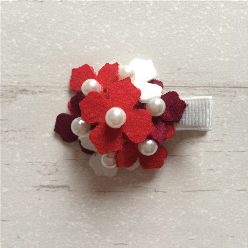 Felt Hydrangeas Clip - Red Mix