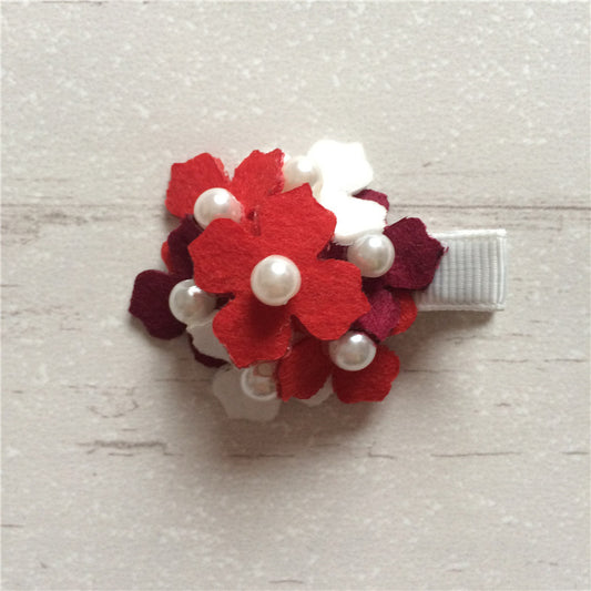 Felt Hydrangeas Clip - Red Mix