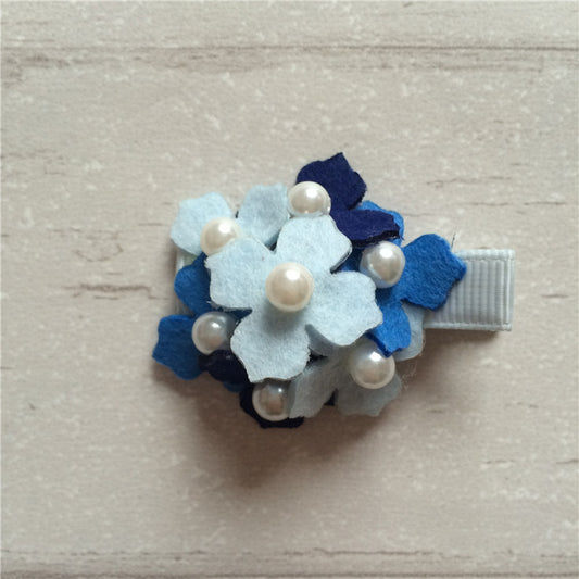 Felt Hydrangeas Clip - Blue Mix 