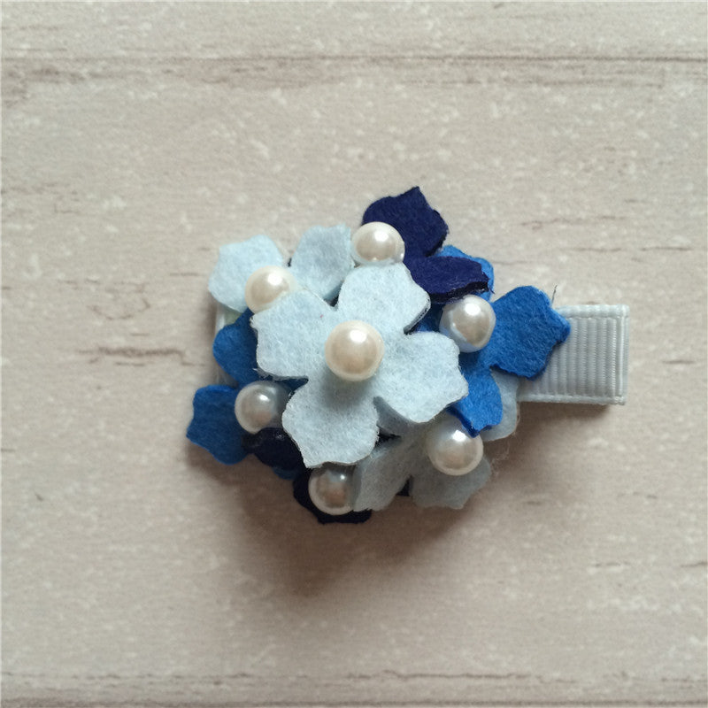 Felt Hydrangeas Clip - Blue Mix 