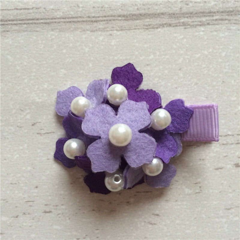 Felt Hydrangeas Clip - Purple Mix 