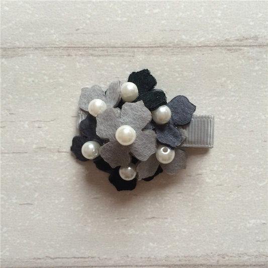 Felt Hydrangeas Clip - Grey Mix