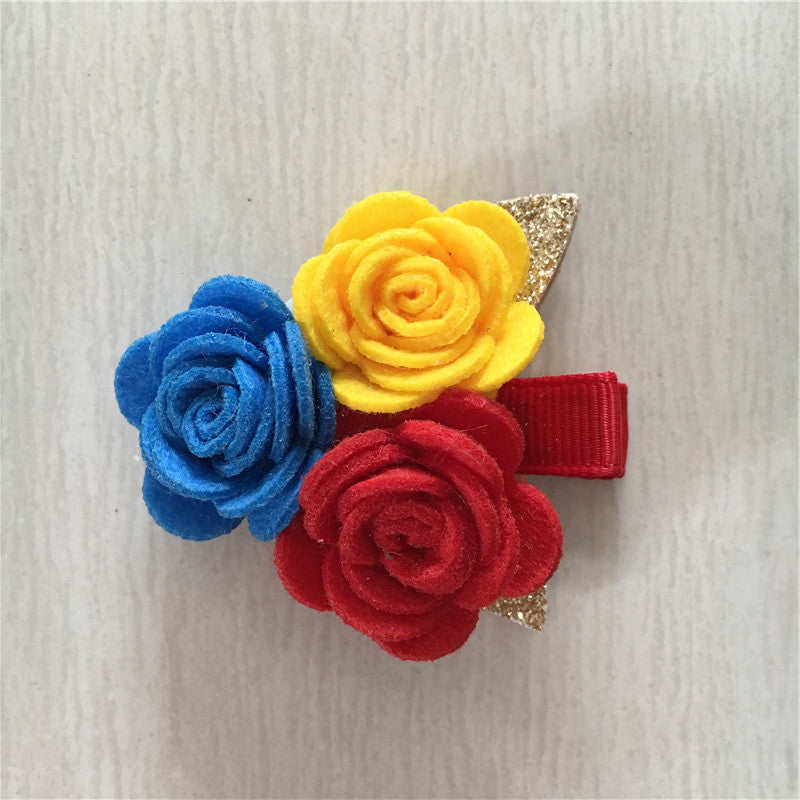 Felt Rose Cluster Hair Clip - Bright Mix