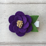 Felt Hibiscus Clip Set of 3 - Purple Mix