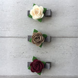 Felt Rose Clip Set of 3 - Neutral Mix