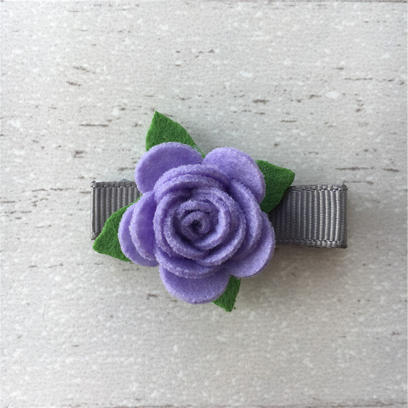 Felt Rose Clip Set of 3 - Purple Mix