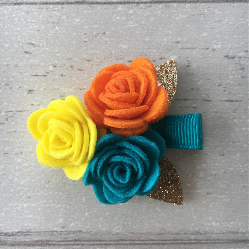 Felt Rose Cluster Hair Clip - Active Mix