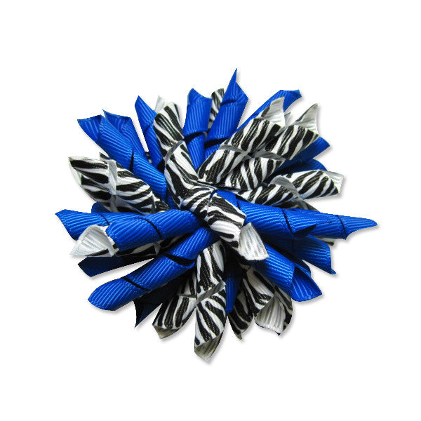 Zebra Electric Blue Korker Hair Bow