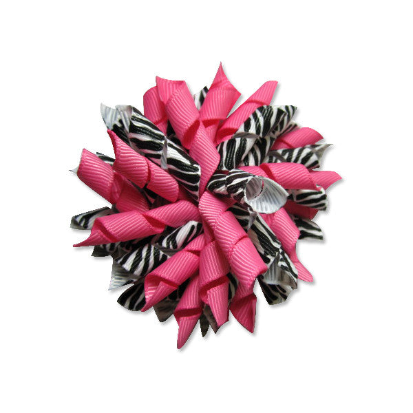 Zebra Hot Pink Korker Hair Bow