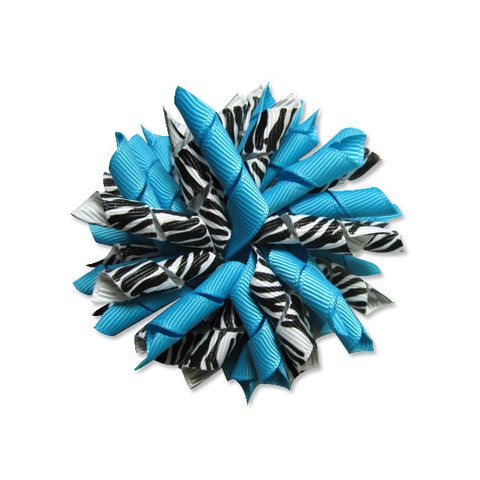 Zebra Turquoise Korker Hair Bow